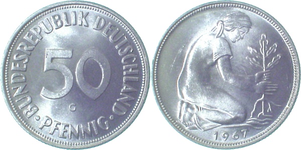 50 Pfennig 1967 G Lichtenrader Prägung J384