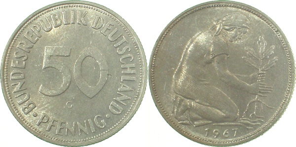 50 Pfennig 1967 G bfr J384 bfr 50 Pfennig