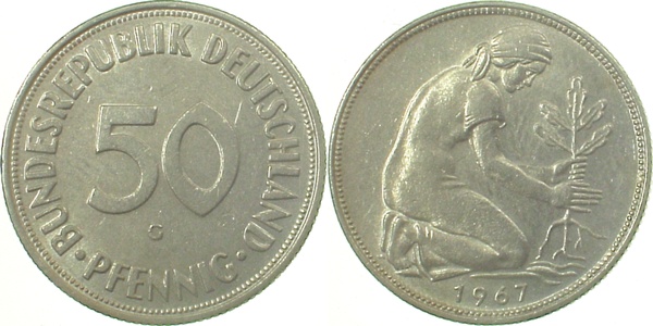 50 Pfennig 1967 G f bfr J384 f bfr 50 Pfennig