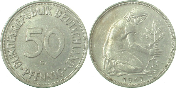 50 Pfennig 1967 G vz J384 vz 50 Pfennig