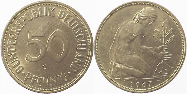50 Pfennig 1967 G Lichtenrader Prägung J384
