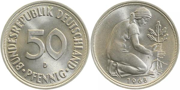 50 Pfennig 1968 D stgl J384 stgl 50 Pfennig