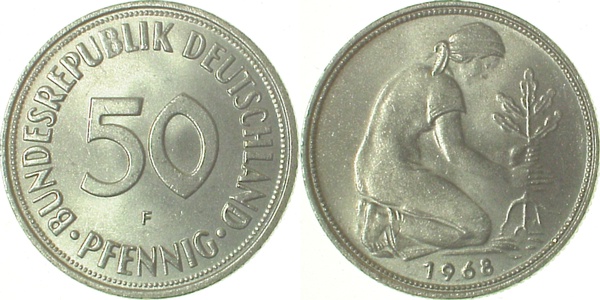 50 Pfennig 1968 F bfr/st J384 bfr / st 50 Pfennig