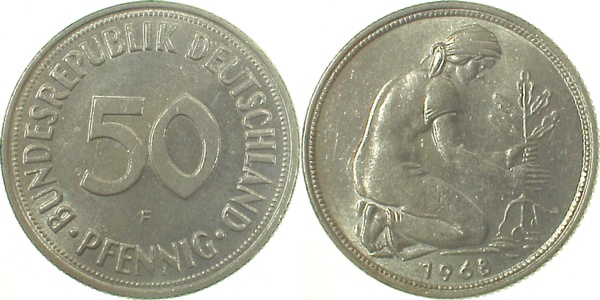 50 Pfennig 1968 F vz/bfr J384 vz / bfr 50 Pfennig