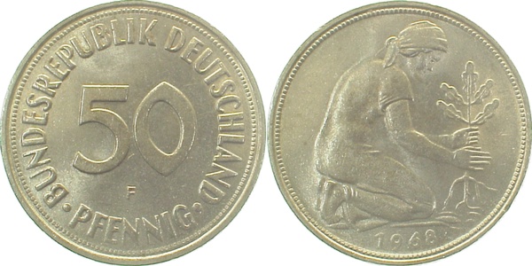 50 Pfennig 1968 F vz J384 vz 50 Pfennig