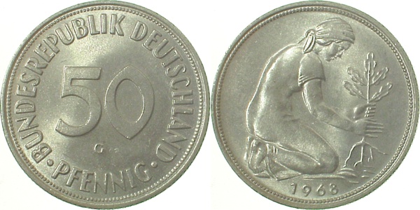 50 Pfennig 1968 G bfr/stgl J384