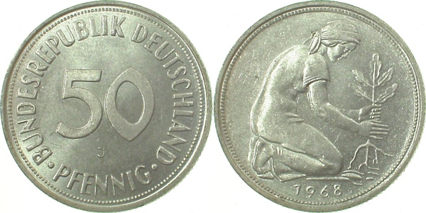 50 Pfennig 1968 J bfr/stgl