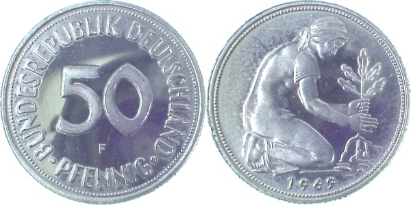 50 Pfennig 1969 F Pp J384 Pp 50 Pfennig