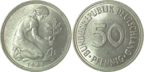 50 Pfennig 1969 F bfr J384 bfr 50 Pfennig