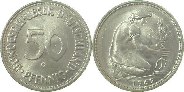 50 Pfennig 191969 G stgl J384 stgl 50 Pfennig