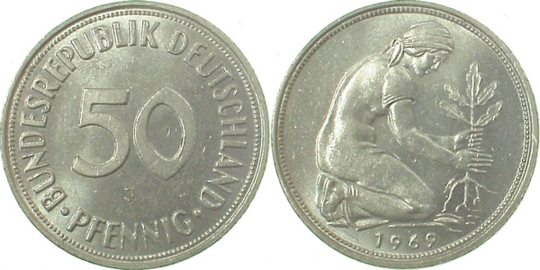50 Pfennig 1969 J bfr/stgl J384