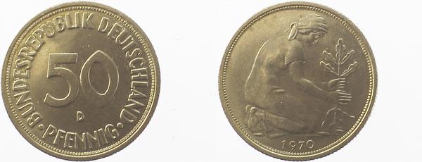 50 Pfennig 1970 D bfr J384 bfr 50 Pfennig