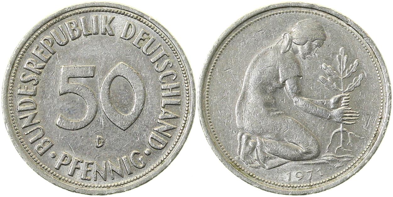 50 Pfennig Variante 1971 D kleines Münzzeichen EPA 30K1 vz