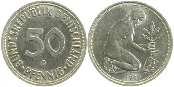 50 Pfennig Variante 1971 D kleines Münzzeichen EPA 30K1