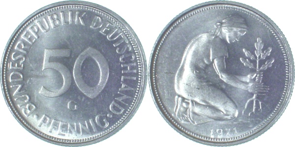 50 Pfennig 1971 G bfr J384 bfr 50 Pfennig