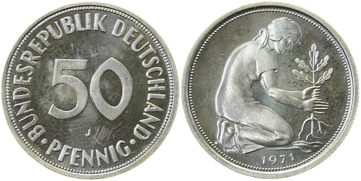 50 Pfennig Variante 1971 J PP Mzz klein 33v2 J384