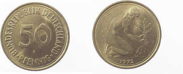50 Pfennig 1972 F stgl J384 stgl 50 Pfennig