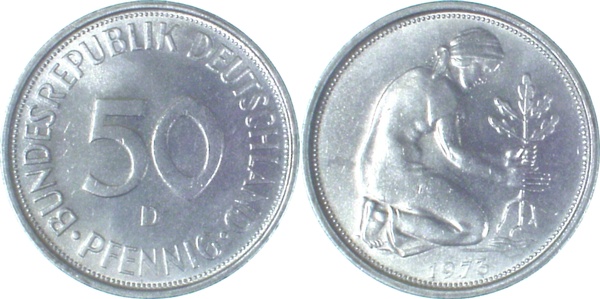 50 Pfennig 1973 D bfr J384 bfr 50 Pfennig