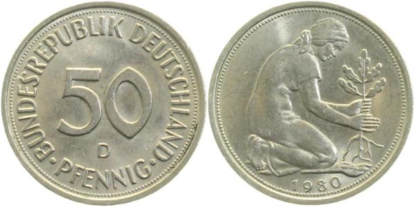 50 Pfennig 1980 D bfr/st