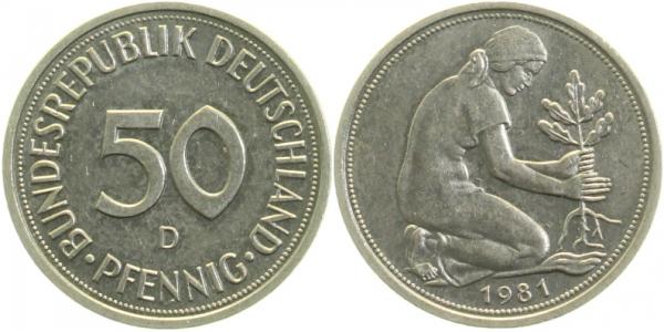50 Pfennig 1981 D bfr J384 bfr 50 Pfennig