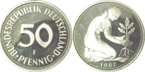 50 Pfennig 1987 F Pp J384 Pp 50 Pfennig