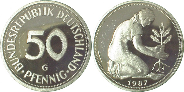 50 Pfennig 1987 G Pp J384 Pp 50 Pfennig