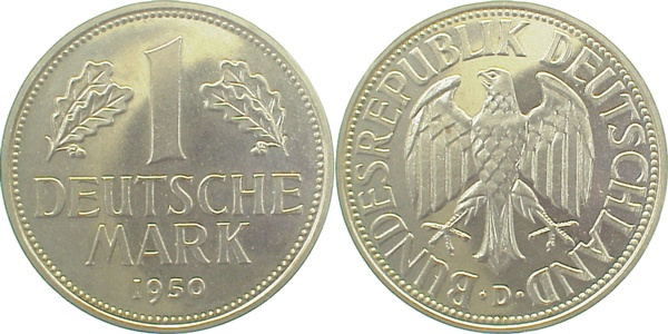 1 Mark 1950 D stgl J385 1 DM kleiner Randfehler