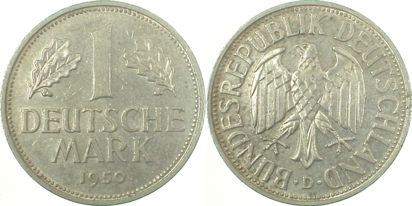 1 Deutsche Mark 1950 D vz 1 DM J385