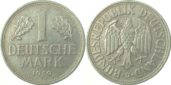 1 Deutsche Mark DM 1950 D ss/vz