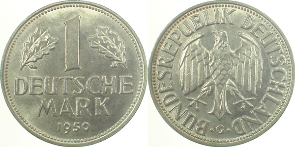 1 DM 1950 G sehr starke Doppelsenkung Paproth
