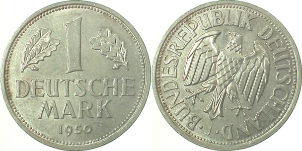 1 Mark 1950 J | | Stempeldrehung ca. 20° J385