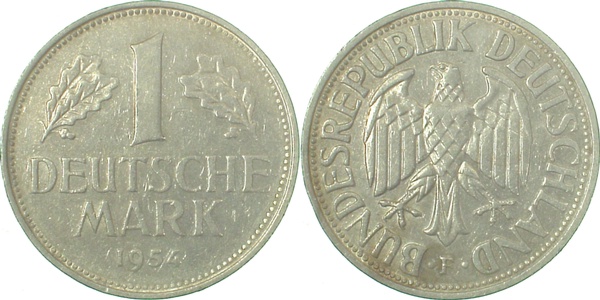 1 Deutsche Mark 1954 F vz- 1 DM J385