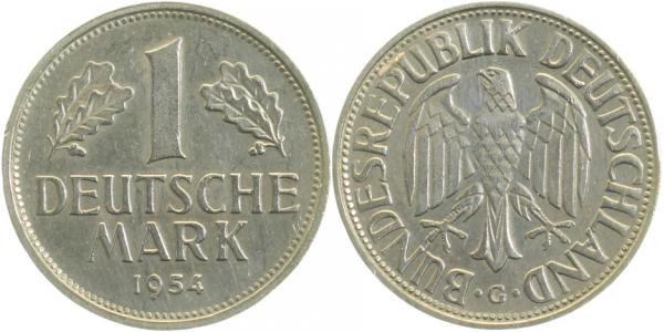 1 Deutsche Mark 1954 G vz J385 1 DM