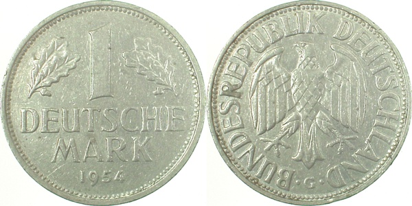 1 DM 1954 G J385 vorzüglich -