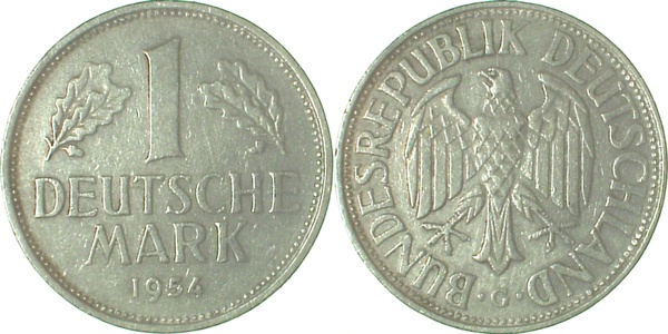 1 Deutsche Mark 1954 G ss/vz J385