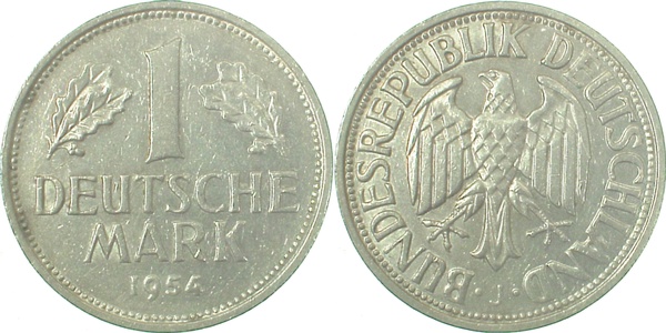 1 DM Deutsche Mark 1954 J vz J385