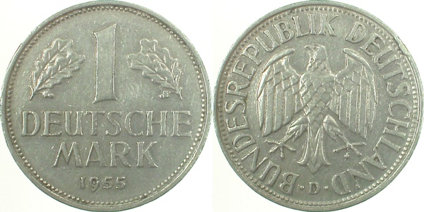 1 DM 1955 D f bfr J385 f bfr 1 DM