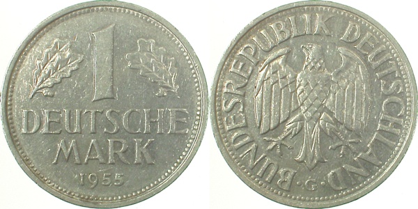 1 Deutsche Mark 1955 G vz- J385