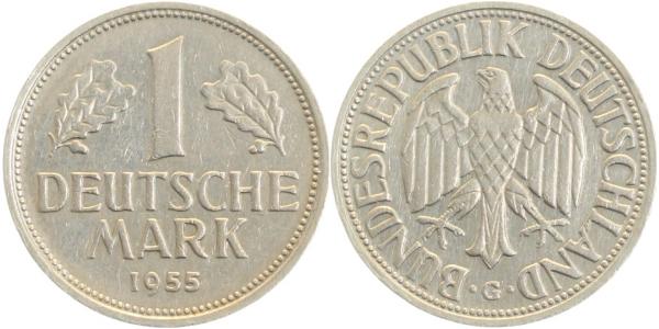 1 Deutsche Mark 1955 G J385 1 DM