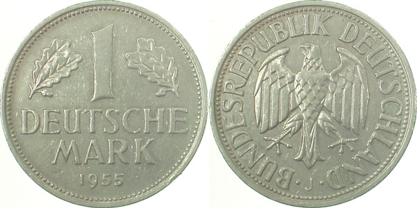 1 DM 1955 J vz+ J385 Deustche Mark