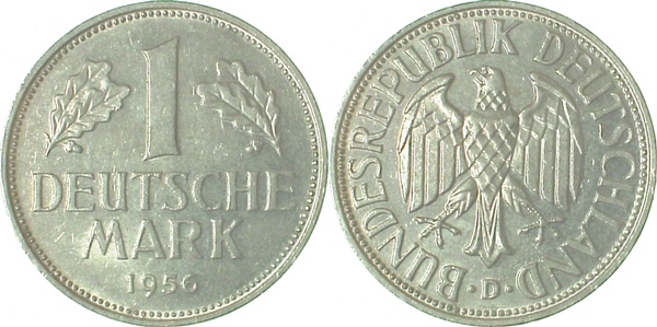 1 Deutsche Markt 1956 D f bfr J385 1 DM