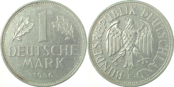 1 Deutsche Mark 1956 F bfr J385 1 DM