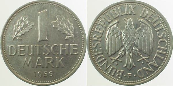 1 Deutsche Mark 1956 F 1 DM bfr. Erstabschlag J385 EA