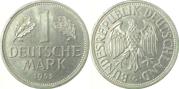 1 Deutsche Mark 1956 F Erstabschlag EA J385 1 DM