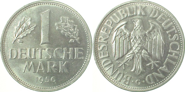 1 Deutsche Mark 1956 G stgl J385 1 DM