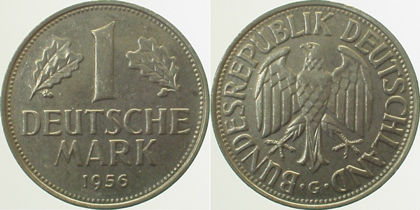 1 Deutsche Mark 1956 G bfr/stgl J385