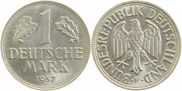 1 Deutsche Mark 1957 F f bfr J385