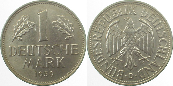 1 DM 1959 D vz/st J385 1 Mark