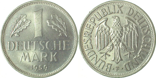 1 DM 1959 F J385 bfr/stgl 1 Mark