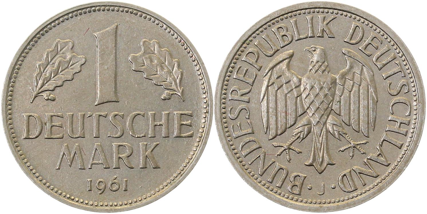 1 DM Deutsche Mark bankfrisch 1961 J38561J-1-2F Archiv